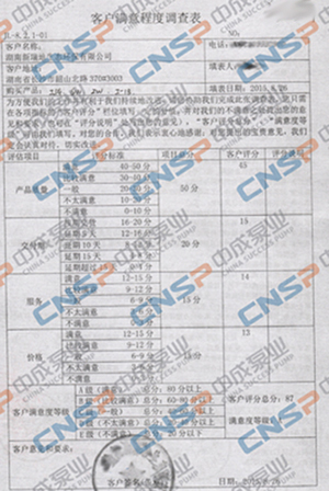 中成泵業(yè)2015年度客戶滿意度調查展示